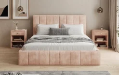 Designer Polsterbett Maja in Cord mit Stauraum