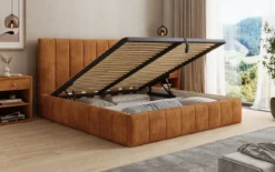 Designer Polsterbett Maja in Cord mit Stauraum
