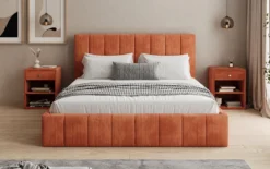 Designer Polsterbett Maja in Cord mit Stauraum