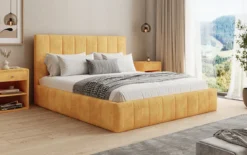 Designer Polsterbett Maja in Cord mit Stauraum