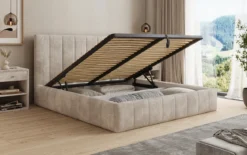 Designer Polsterbett Maja in Cord mit Stauraum