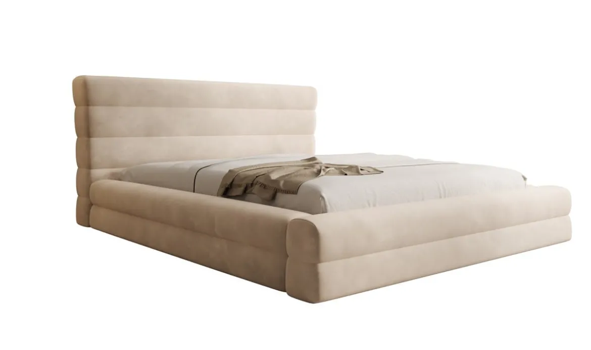 Designer Polsterbett Maren in Samt mit Stauraum