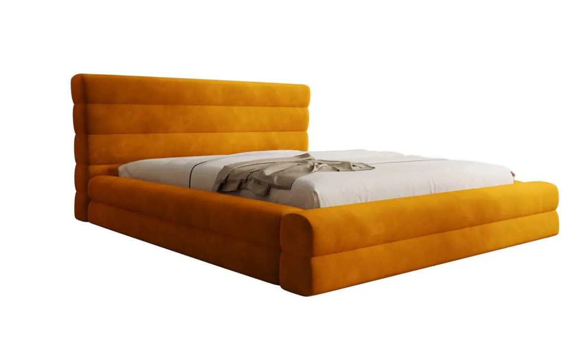 Designer Polsterbett Maren in Samt mit Stauraum