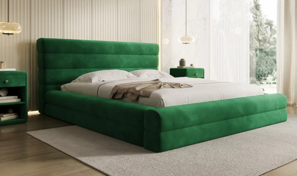 Designer Polsterbett Maren in Samt mit Stauraum