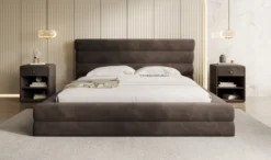 Designer Polsterbett Maren in Samt mit Stauraum