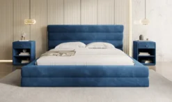 Designer Polsterbett Maren in Samt mit Stauraum