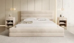 Designer Polsterbett Maren in Samt mit Stauraum