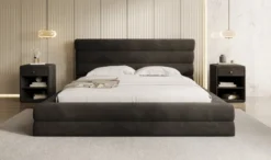 Designer Polsterbett Maren in Samt mit Stauraum