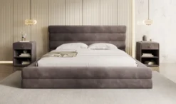 Designer Polsterbett Maren in Samt mit Stauraum
