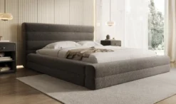 Designer Polsterbett Maren in Strukturstoff mit Stauraum