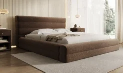 Designer Polsterbett Maren in Strukturstoff mit Stauraum