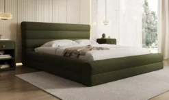 Designer Polsterbett Maren in Teddy Bouclé mit Stauraum