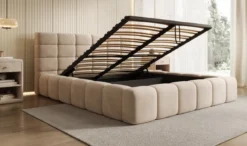 Designer Polsterbett Marshmallow in Samt mit Stauraum