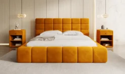 Designer Polsterbett Marshmallow in Samt mit Stauraum
