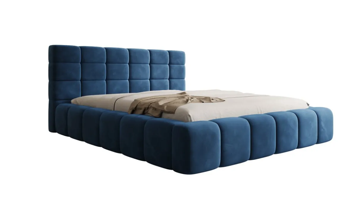 Designer Polsterbett Marshmallow in Samt mit Stauraum