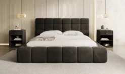 Designer Polsterbett Marshmallow in Samt mit Stauraum