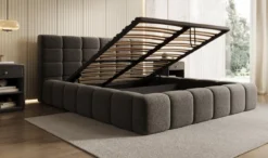 Designer Polsterbett Marshmallow in Strukturstoff mit Stauraum