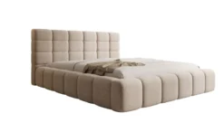 Designer Polsterbett Marshmallow in Strukturstoff mit Stauraum