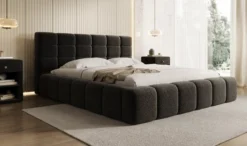 Designer Polsterbett Marshmallow in Strukturstoff mit Stauraum