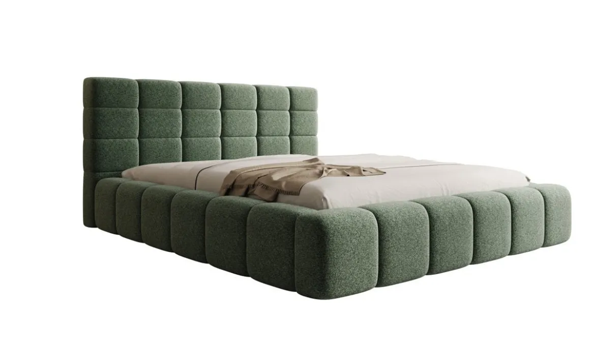 Designer Polsterbett Marshmallow in Strukturstoff mit Stauraum