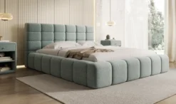 Designer Polsterbett Marshmallow in Strukturstoff mit Stauraum