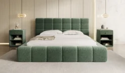 Designer Polsterbett Marshmallow in Strukturstoff mit Stauraum