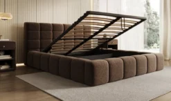 Designer Polsterbett Marshmallow in Strukturstoff mit Stauraum