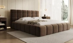Designer Polsterbett Marshmallow in Strukturstoff mit Stauraum