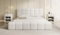 Designer Polsterbett Marshmallow in Teddy Bouclé mit Stauraum