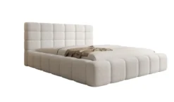 Designer Polsterbett Marshmallow in Teddy Bouclé mit Stauraum