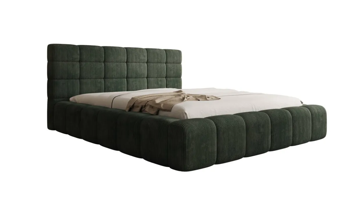 Designer Polsterbett Marshmallow in Cord mit Stauraum
