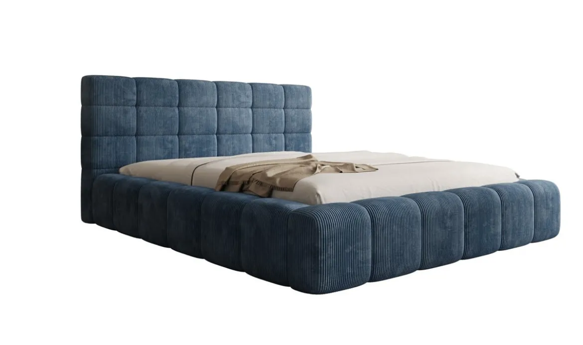 Designer Polsterbett Marshmallow in Cord mit Stauraum