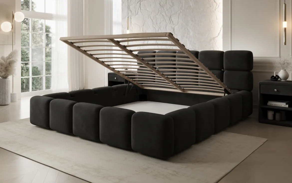 Designer Polsterbett Matilda Samt mit Stauraum