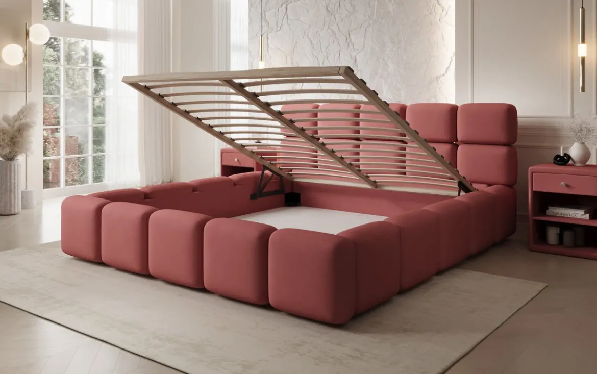 Designer Polsterbett Matilda Stoff mit Stauraum