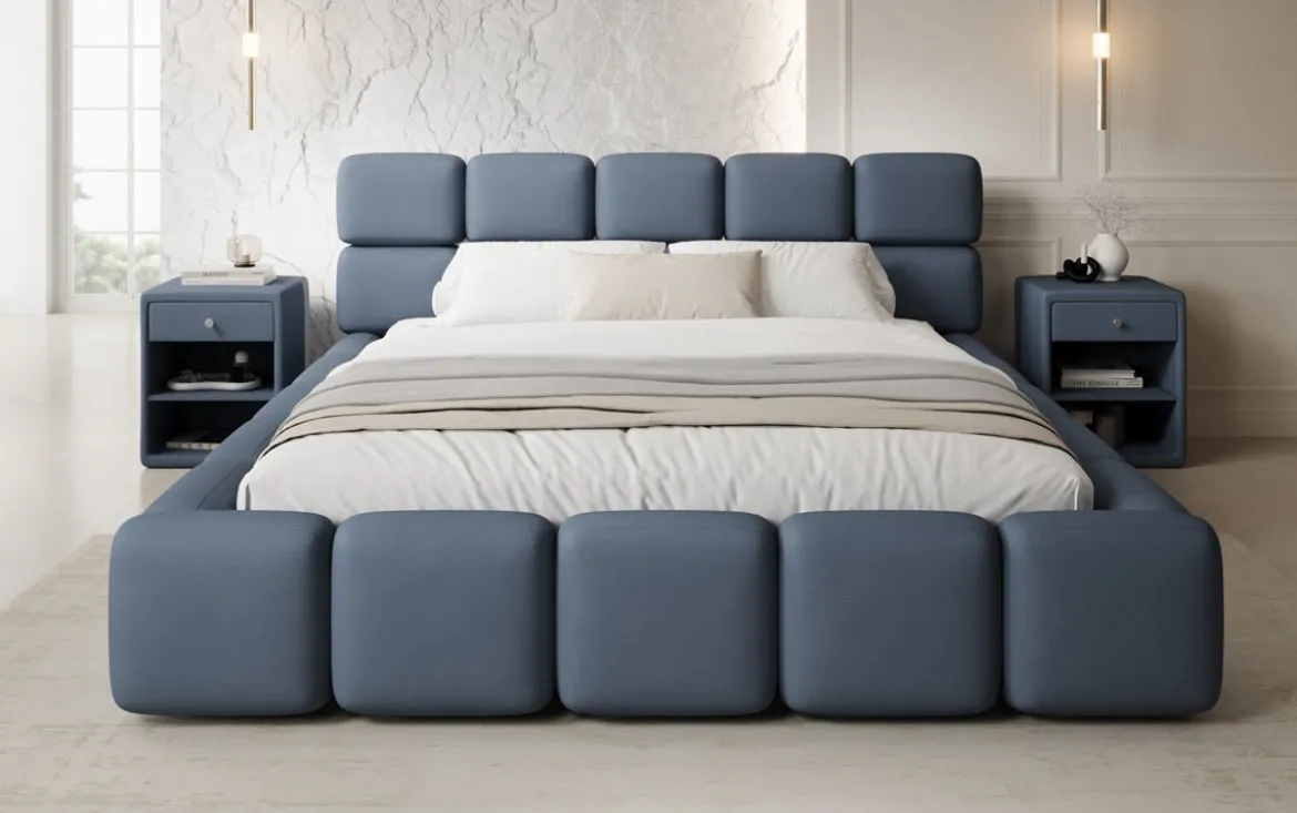 Designer Polsterbett Matilda Stoff mit Stauraum