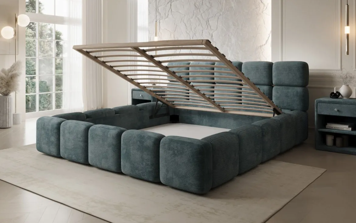 Designer Polsterbett Matilda Cord mit Stauraum