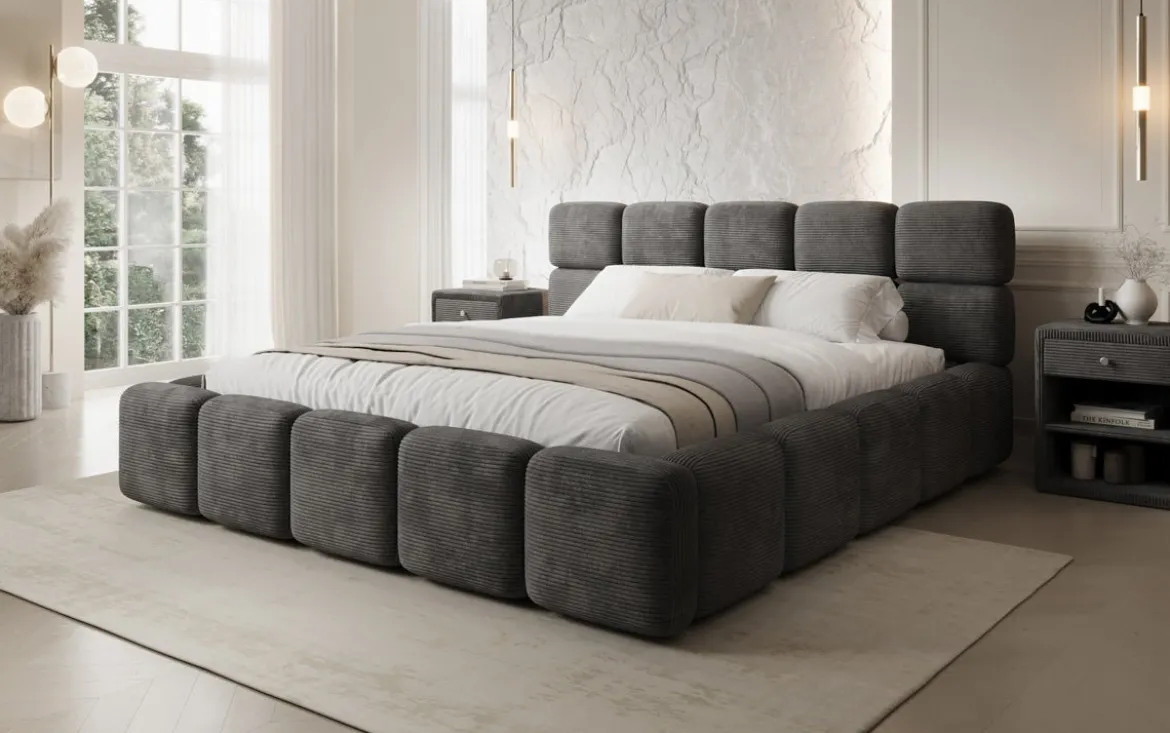 Designer Polsterbett Matilda Cord mit Stauraum