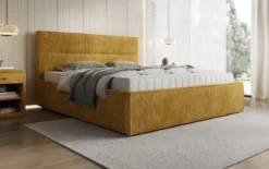 Designer Polsterbett Merry in Cord mit Stauraum