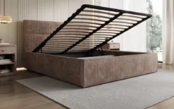 Designer Polsterbett Merry in Cord mit Stauraum