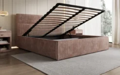 Designer Polsterbett Merry in Cord mit Stauraum
