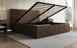 Designer Polsterbett Merry in Cord mit Stauraum