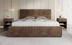 Designer Polsterbett Merry in Cord mit Stauraum