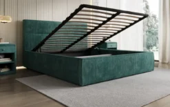 Designer Polsterbett Merry in Cord mit Stauraum