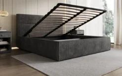 Designer Polsterbett Merry in Cord mit Stauraum