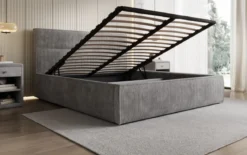 Designer Polsterbett Merry in Cord mit Stauraum