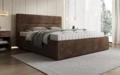 Designer Polsterbett Merry in Cord mit Stauraum