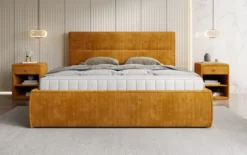 Designer Polsterbett Merry in Cord mit Stauraum