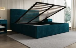 Designer Polsterbett Merry in Cord mit Stauraum
