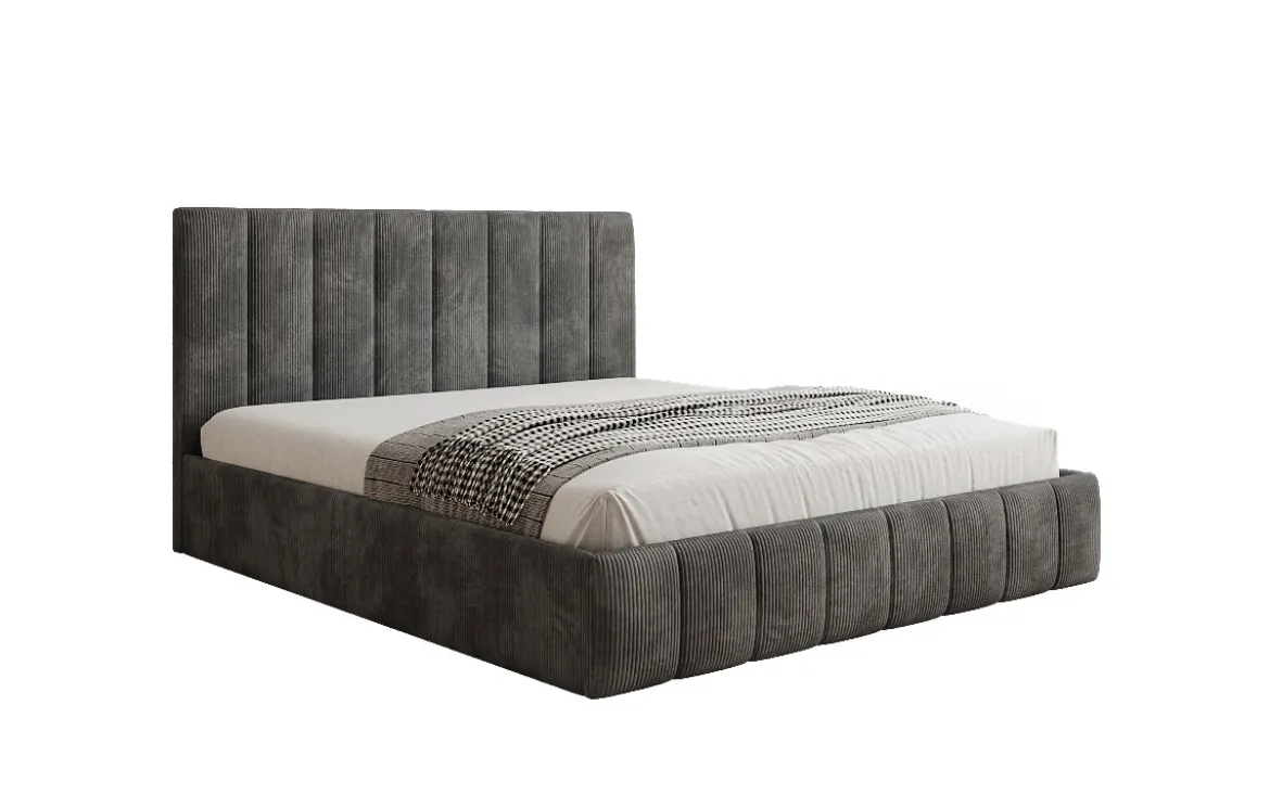 Designer Polsterbett Mila in Cord mit Stauraum