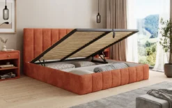 Designer Polsterbett Mila in Cord mit Stauraum
